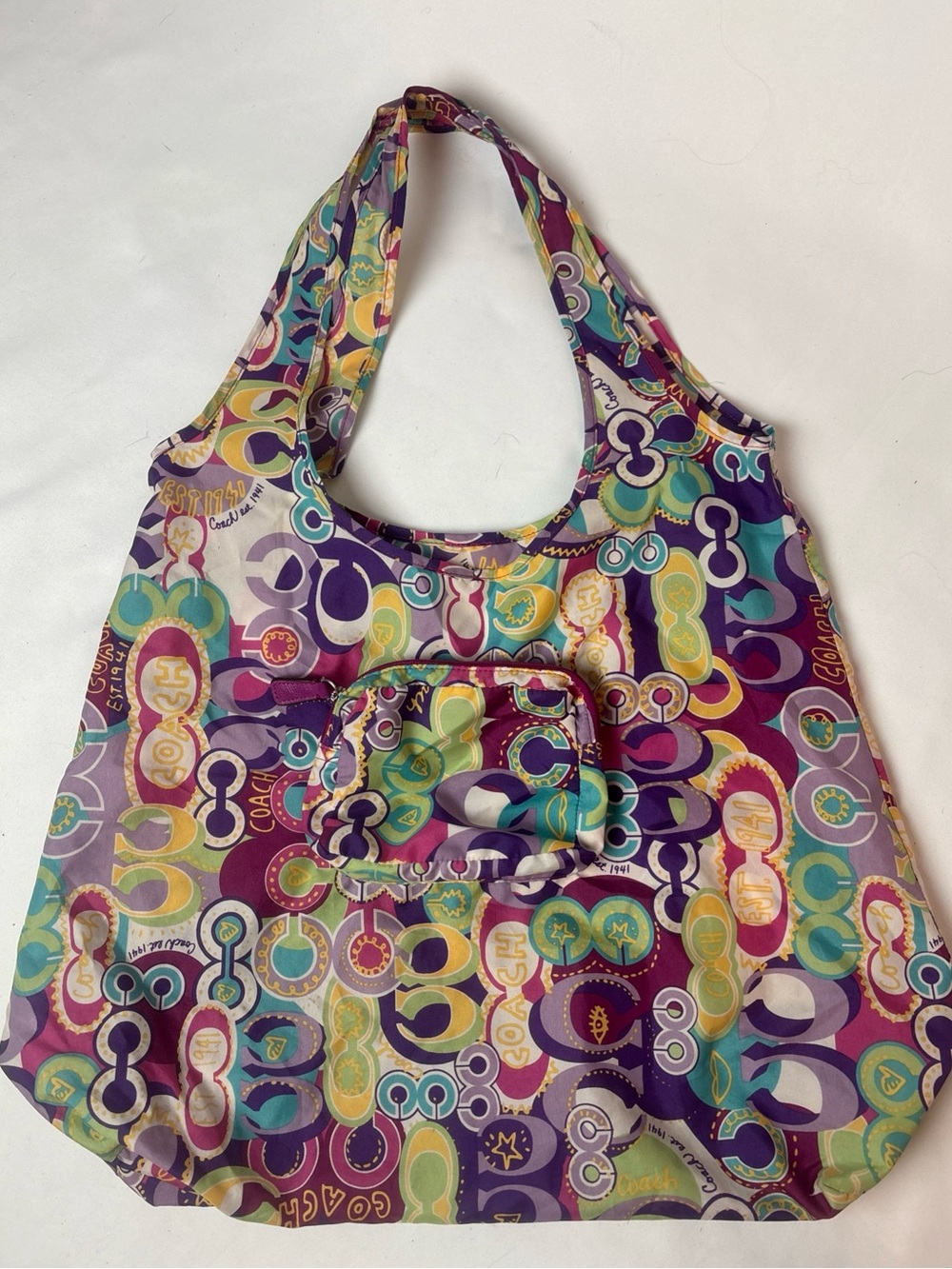Coach Glam Graffiti Op Art Poppy Foldable Shopping Tote Bag Y2K Packable Logo